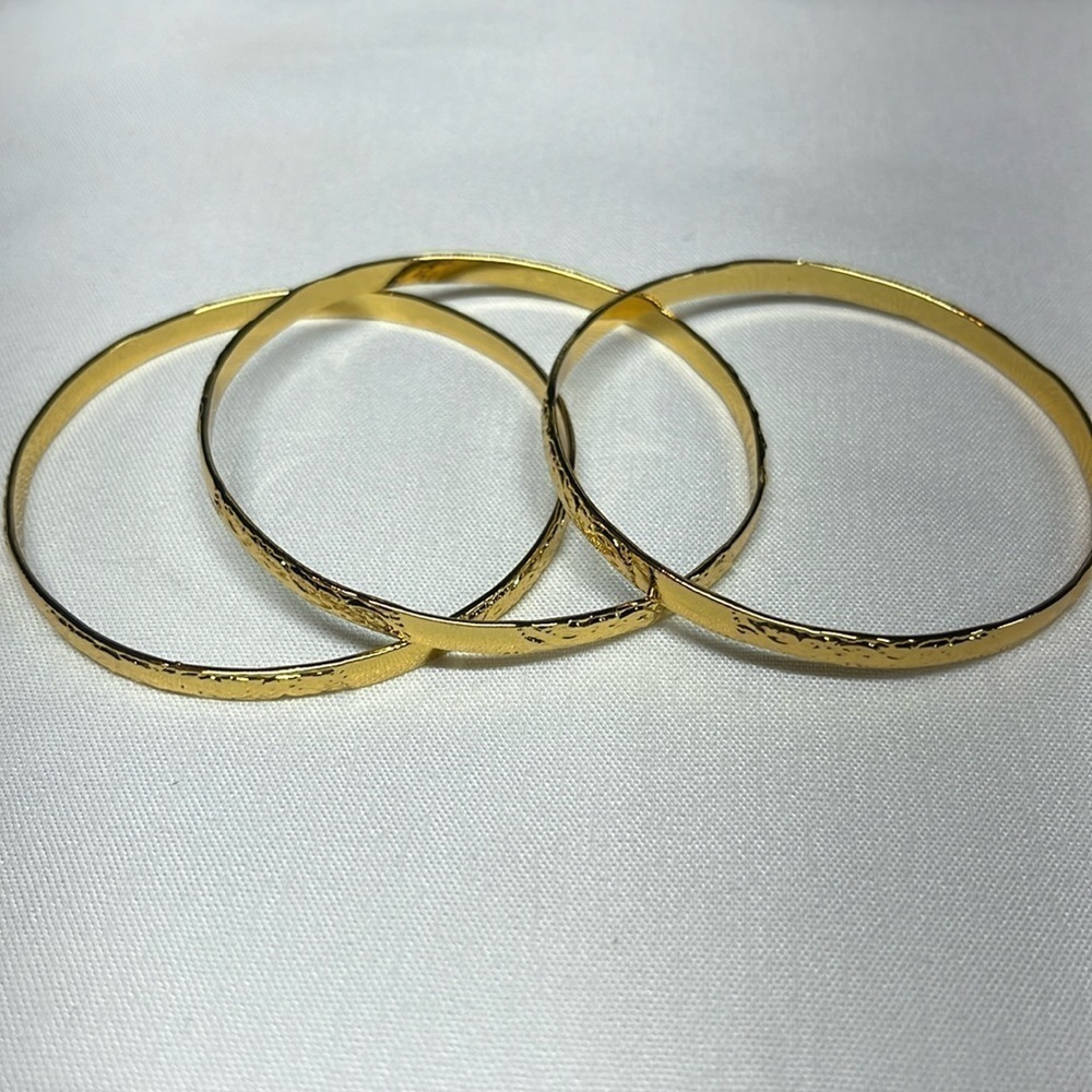 Stackable Faux Gold Bangles Set of 3 Layered Textured Bracelets